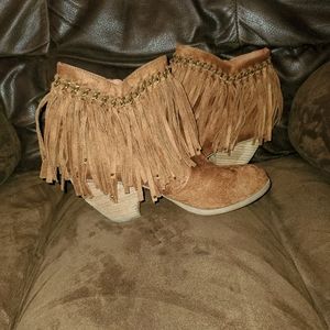 NOT RATED fringe booties
